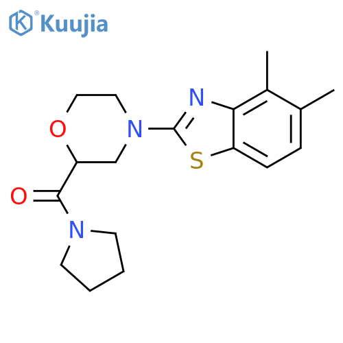 4,5-dimethyl-2-[2-(pyrrolidine-1-carbonyl)morpholin-4-yl]-1,3-benzothiazole structure