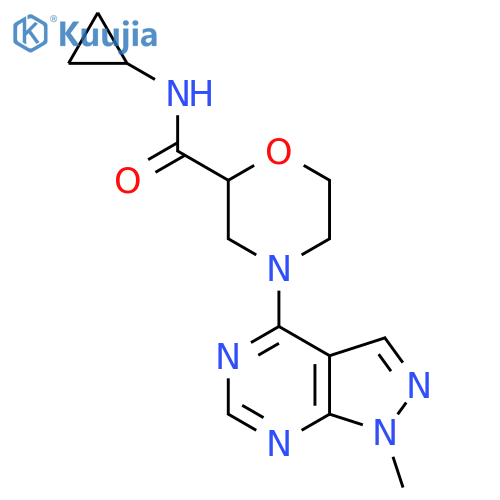 N-cyclopropyl-4-{1-methyl-1H-pyrazolo[3,4-d]pyrimidin-4-yl}morpholine-2-carboxamide structure