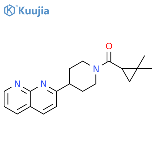2-[1-(2,2-dimethylcyclopropanecarbonyl)piperidin-4-yl]-1,8-naphthyridine structure