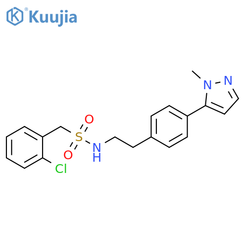 1-(2-chlorophenyl)-N-{2-[4-(1-methyl-1H-pyrazol-5-yl)phenyl]ethyl}methanesulfonamide structure