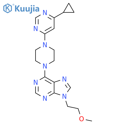 6-[4-(6-cyclopropylpyrimidin-4-yl)piperazin-1-yl]-9-(2-methoxyethyl)-9H-purine structure