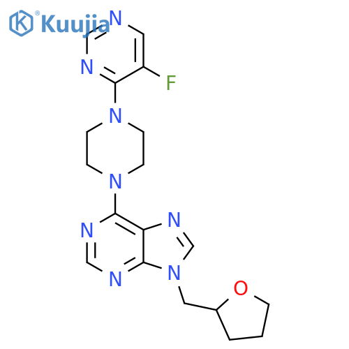 6-[4-(5-fluoropyrimidin-4-yl)piperazin-1-yl]-9-[(oxolan-2-yl)methyl]-9H-purine structure