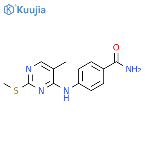 4-{[5-methyl-2-(methylsulfanyl)pyrimidin-4-yl]amino}benzamide structure