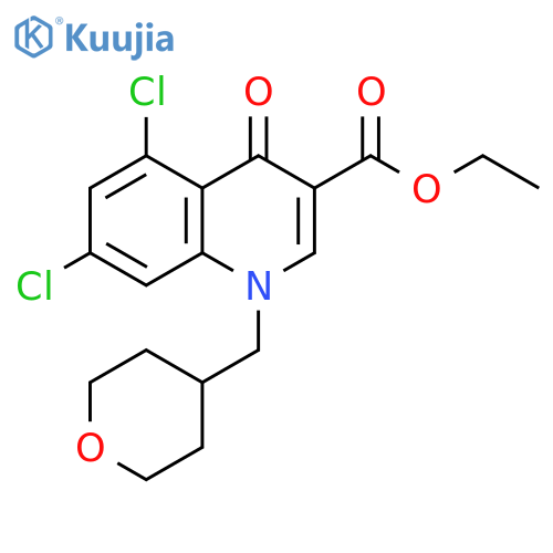ethyl 5,7-dichloro-1-[(oxan-4-yl)methyl]-4-oxo-1,4-dihydroquinoline-3-carboxylate structure