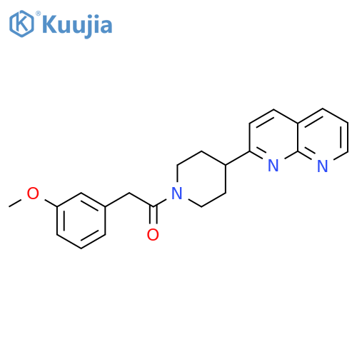 2-(3-Methoxyphenyl)-1-[4-(1,8-naphthyridin-2-yl)piperidin-1-yl]ethan-1-one structure