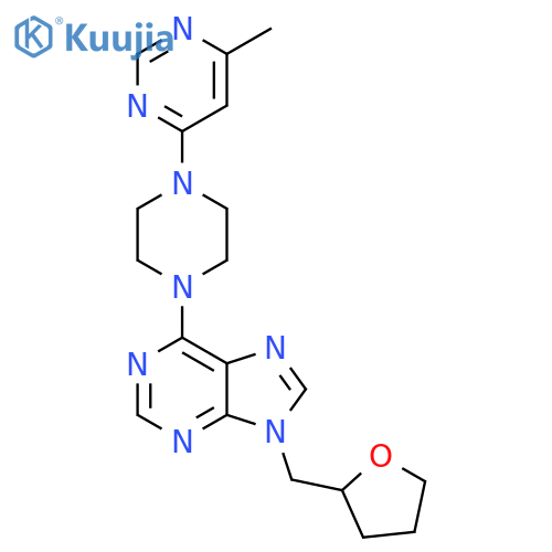 6-[4-(6-methylpyrimidin-4-yl)piperazin-1-yl]-9-[(oxolan-2-yl)methyl]-9H-purine structure
