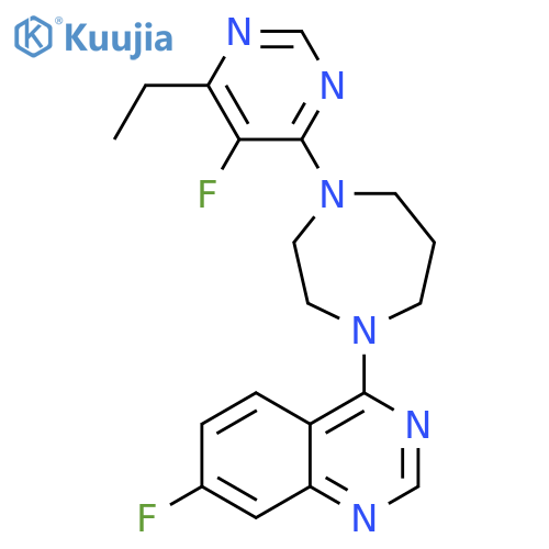4-[4-(6-ethyl-5-fluoropyrimidin-4-yl)-1,4-diazepan-1-yl]-7-fluoroquinazoline structure