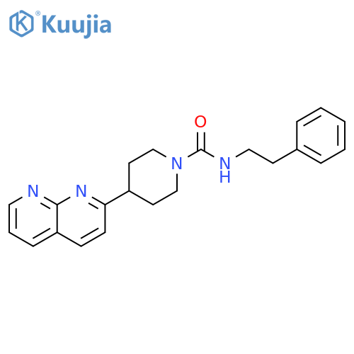 4-(1,8-naphthyridin-2-yl)-N-(2-phenylethyl)piperidine-1-carboxamide structure