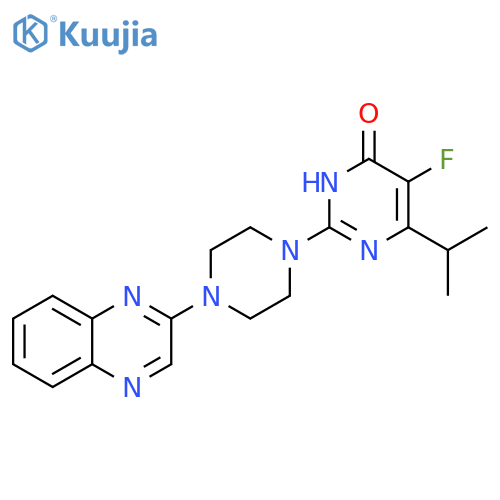 5-fluoro-6-(propan-2-yl)-2-[4-(quinoxalin-2-yl)piperazin-1-yl]-3,4-dihydropyrimidin-4-one structure