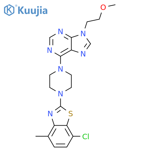 6-[4-(7-chloro-4-methyl-1,3-benzothiazol-2-yl)piperazin-1-yl]-9-(2-methoxyethyl)-9H-purine structure
