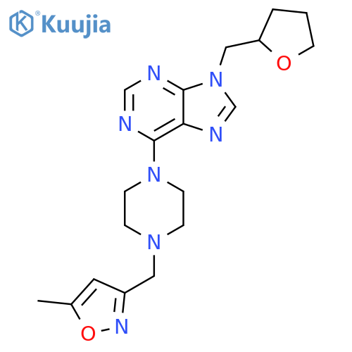 6-{4-[(5-methyl-1,2-oxazol-3-yl)methyl]piperazin-1-yl}-9-[(oxolan-2-yl)methyl]-9H-purine structure