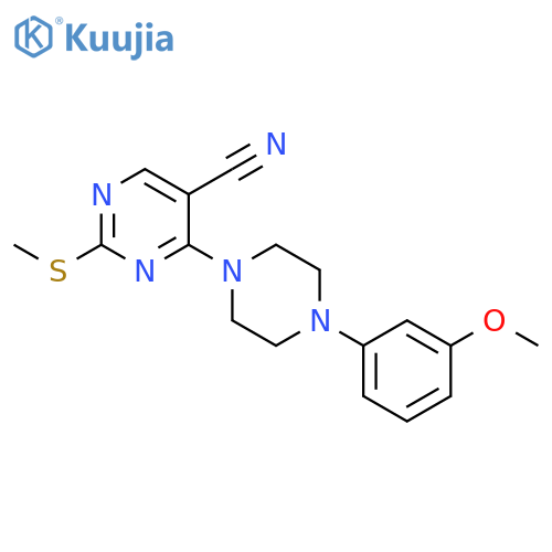 4-[4-(3-methoxyphenyl)piperazin-1-yl]-2-(methylsulfanyl)pyrimidine-5-carbonitrile structure
