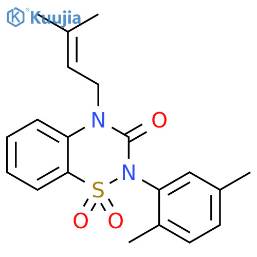2-(2,5-dimethylphenyl)-4-(3-methylbut-2-en-1-yl)-3,4-dihydro-2H-1,2,4-benzothiadiazine-1,1,3-trione structure