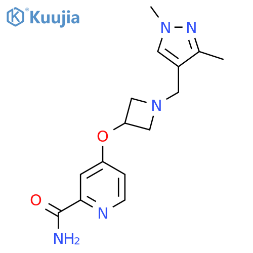 4-({1-[(1,3-dimethyl-1H-pyrazol-4-yl)methyl]azetidin-3-yl}oxy)pyridine-2-carboxamide structure
