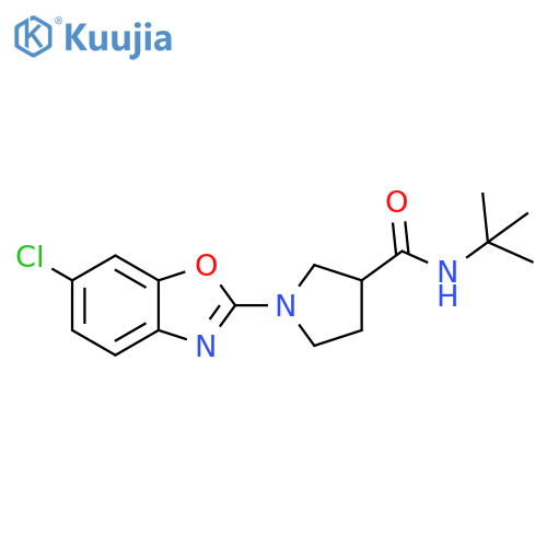 N-tert-butyl-1-(6-chloro-1,3-benzoxazol-2-yl)pyrrolidine-3-carboxamide structure