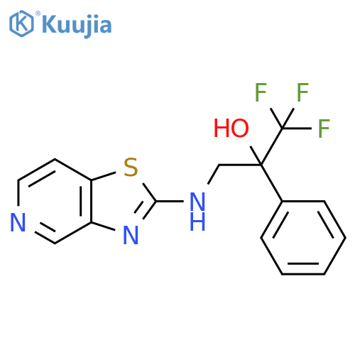 1,1,1-trifluoro-2-phenyl-3-({[1,3]thiazolo[4,5-c]pyridin-2-yl}amino)propan-2-ol structure