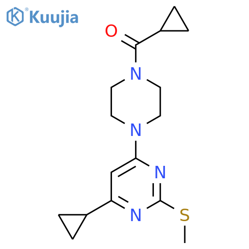 4-(4-Cyclopropanecarbonylpiperazin-1-yl)-6-cyclopropyl-2-(methylsulfanyl)pyrimidine structure