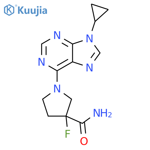 1-(9-cyclopropyl-9H-purin-6-yl)-3-fluoropyrrolidine-3-carboxamide structure