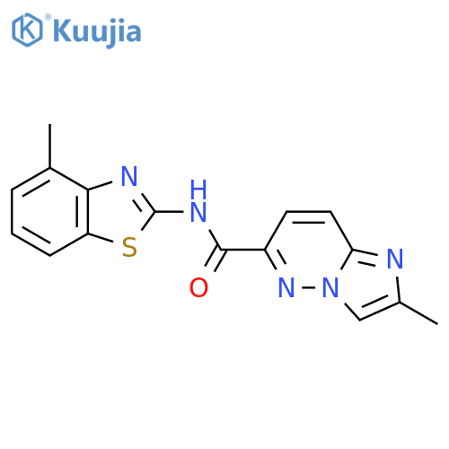 2-methyl-N-(4-methyl-1,3-benzothiazol-2-yl)imidazo[1,2-b]pyridazine-6-carboxamide structure