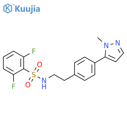 2,6-difluoro-N-{2-[4-(1-methyl-1H-pyrazol-5-yl)phenyl]ethyl}benzene-1-sulfonamide structure