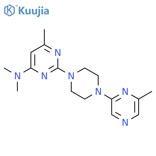 N,N,6-trimethyl-2-[4-(6-methylpyrazin-2-yl)piperazin-1-yl]pyrimidin-4-amine structure