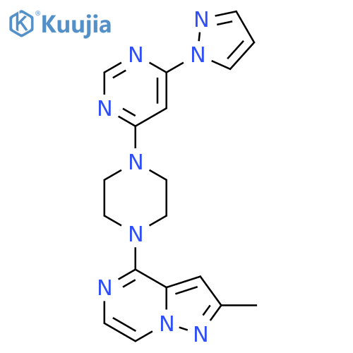 4-(4-{2-methylpyrazolo[1,5-a]pyrazin-4-yl}piperazin-1-yl)-6-(1H-pyrazol-1-yl)pyrimidine structure