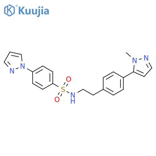 N-{2-[4-(1-methyl-1H-pyrazol-5-yl)phenyl]ethyl}-4-(1H-pyrazol-1-yl)benzene-1-sulfonamide structure