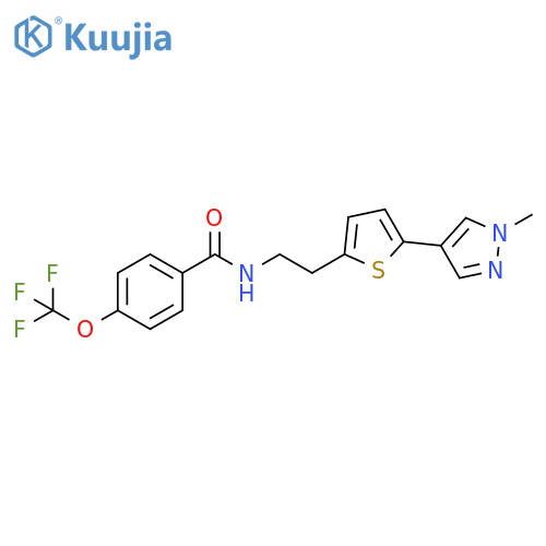 N-{2-5-(1-methyl-1H-pyrazol-4-yl)thiophen-2-ylethyl}-4-(trifluoromethoxy)benzamide structure