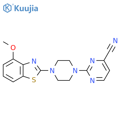 2-[4-(4-Methoxy-1,3-benzothiazol-2-yl)piperazin-1-yl]pyrimidine-4-carbonitrile structure