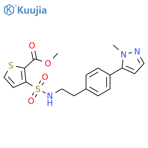 methyl 3-({2-[4-(1-methyl-1H-pyrazol-5-yl)phenyl]ethyl}sulfamoyl)thiophene-2-carboxylate structure