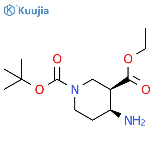 O1-tert-butyl O3-ethyl cis-4-aminopiperidine-1,3-dicarboxylate structure