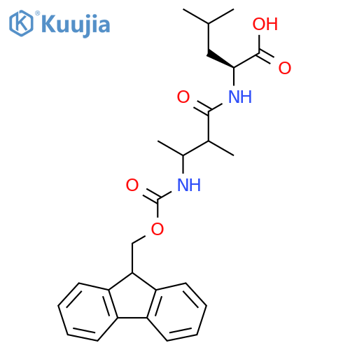 (2S)-2-3-({(9H-fluoren-9-yl)methoxycarbonyl}amino)-2-methylbutanamido-4-methylpentanoic acid structure