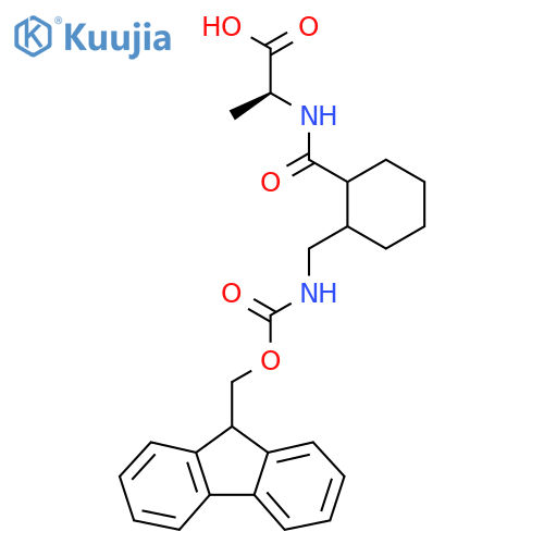 (2S)-2-({2-[({[(9H-fluoren-9-yl)methoxy]carbonyl}amino)methyl]cyclohexyl}formamido)propanoic acid structure
