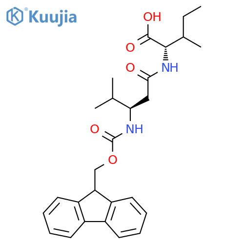(2S)-2-(3R)-3-({(9H-fluoren-9-yl)methoxycarbonyl}amino)-4-methylpentanamido-3-methylpentanoic acid structure