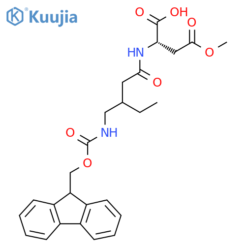 (2S)-2-{3-({(9H-fluoren-9-yl)methoxycarbonyl}amino)methylpentanamido}-4-methoxy-4-oxobutanoic acid structure