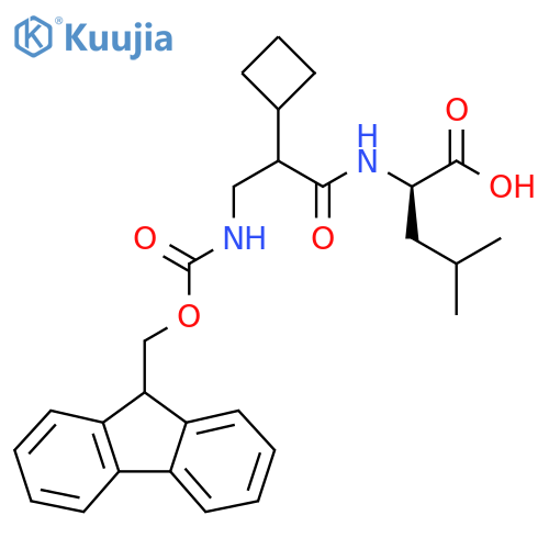 (2R)-2-2-cyclobutyl-3-({(9H-fluoren-9-yl)methoxycarbonyl}amino)propanamido-4-methylpentanoic acid structure