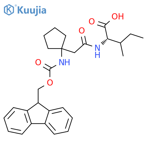 (2S)-2-{2-1-({(9H-fluoren-9-yl)methoxycarbonyl}amino)cyclopentylacetamido}-3-methylpentanoic acid structure