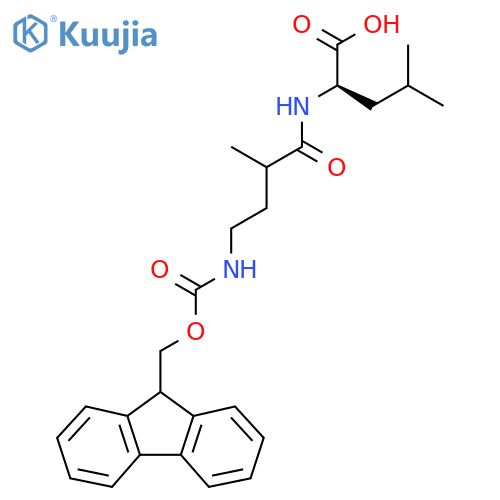 (2R)-2-4-({(9H-fluoren-9-yl)methoxycarbonyl}amino)-2-methylbutanamido-4-methylpentanoic acid structure