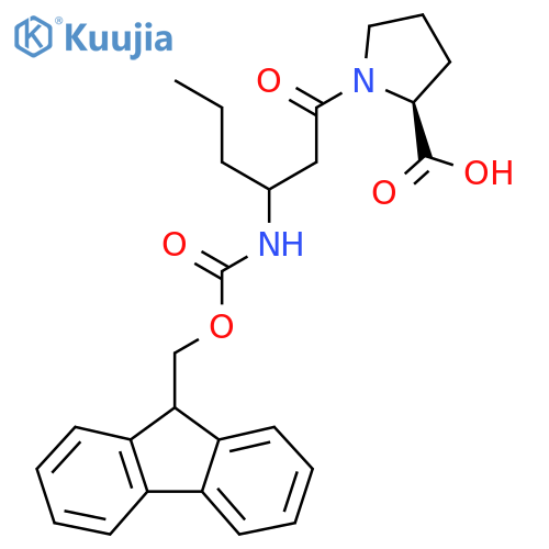 (2S)-1-3-({(9H-fluoren-9-yl)methoxycarbonyl}amino)hexanoylpyrrolidine-2-carboxylic acid structure