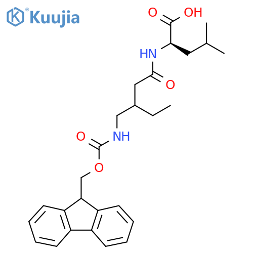 (2R)-2-{3-({(9H-fluoren-9-yl)methoxycarbonyl}amino)methylpentanamido}-4-methylpentanoic acid structure
