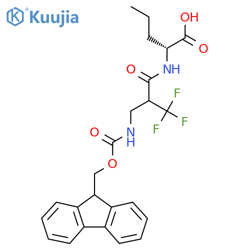 (2R)-2-{2-({(9H-fluoren-9-yl)methoxycarbonyl}amino)methyl-3,3,3-trifluoropropanamido}pentanoic acid structure