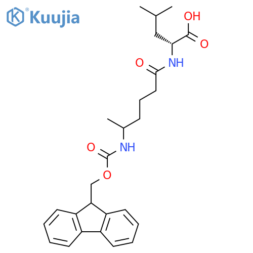 (2R)-2-5-({(9H-fluoren-9-yl)methoxycarbonyl}amino)hexanamido-4-methylpentanoic acid structure