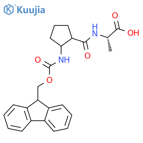 (2S)-2-{2-({(9H-fluoren-9-yl)methoxycarbonyl}amino)cyclopentylformamido}propanoic acid structure