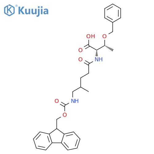 (2S,3R)-3-(benzyloxy)-2-5-({(9H-fluoren-9-yl)methoxycarbonyl}amino)-4-methylpentanamidobutanoic acid structure
