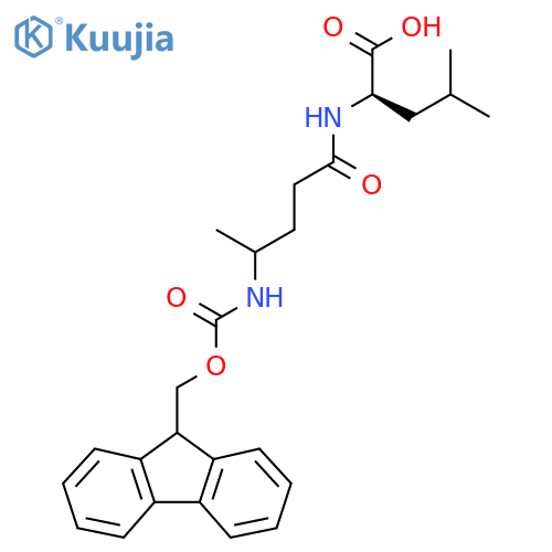 (2R)-2-4-({(9H-fluoren-9-yl)methoxycarbonyl}amino)pentanamido-4-methylpentanoic acid structure