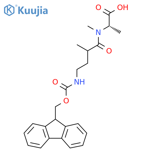 (2S)-2-4-({(9H-fluoren-9-yl)methoxycarbonyl}amino)-N,2-dimethylbutanamidopropanoic acid structure
