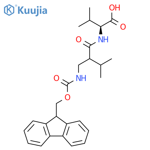 (2S)-2-{2-({(9H-fluoren-9-yl)methoxycarbonyl}amino)methyl-3-methylbutanamido}-3-methylbutanoic acid structure
