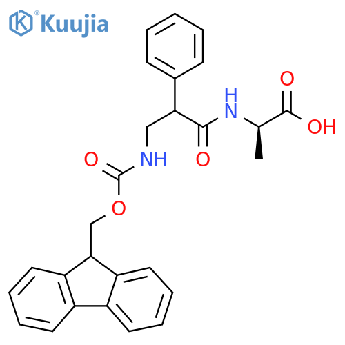 (2R)-2-3-({(9H-fluoren-9-yl)methoxycarbonyl}amino)-2-phenylpropanamidopropanoic acid structure
