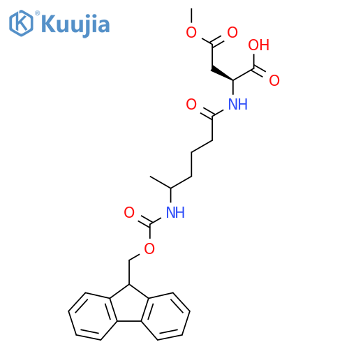 (2S)-2-5-({(9H-fluoren-9-yl)methoxycarbonyl}amino)hexanamido-4-methoxy-4-oxobutanoic acid structure