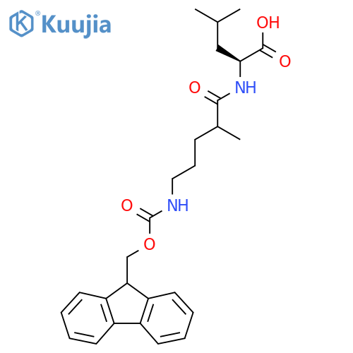 (2S)-2-5-({(9H-fluoren-9-yl)methoxycarbonyl}amino)-2-methylpentanamido-4-methylpentanoic acid structure